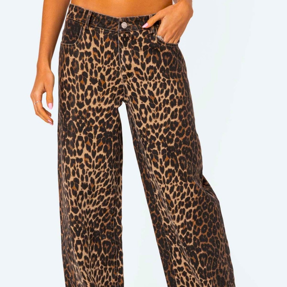 Leopard Printed Low Rise Jeans